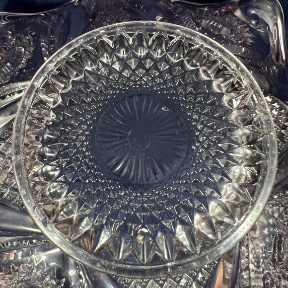 Vintage EAPG Imperial Heart Ruffled Bowl Purple Ornate Elegant Cut Glass Decor - Picture 5 of 6